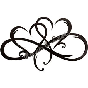 Infinity harten - muurdecoratie - 50 cm - zwart hout