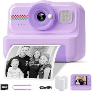 Instant photo camera - Direct Print Kinderfotocamera - met Speelse Effecten - 32GB Opslag - Retro fotocamera - Paars