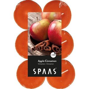 12x Maxi Geurtheelichtjes Apple Cinnamon 10 Branduren - Geurkaarsen Appel/Kaneel Geur