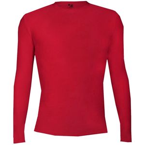 Badger Sports - Pro Compression - Ondershirt - Lange Mouw - Ronde Hals - Jeugd - Rood - Jeugd L