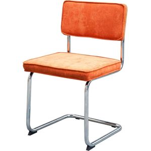 Lisomme - Anne - Eetkamerstoel - Oranje - Ribstof - Chromen Frame