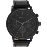 OOZOO Timepieces - Zwarte OOZOO horloge met zwarte leren band - C11203