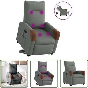 vidaXL Ergonomische Stoel - Sta-op Massagestoel - Sta-op-massagestoel elektrisch verstelbaar stof donkergrijs - Fauteuil Met Massage - Elektrische Stoel - Liftstoeltje