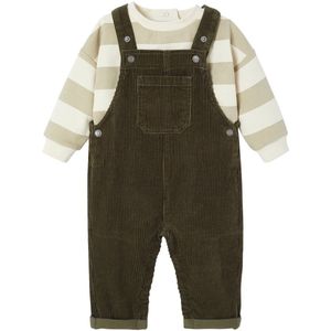 Vertbaudet - Babyset - Gestreepte Sweater en Salopet - 2-delig - Fluweel/Velours