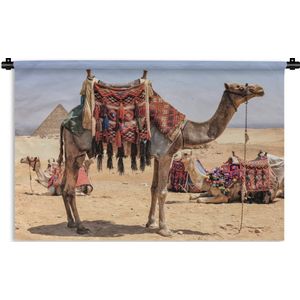 Wandkleed Egypte - Kameel klaar voor vertrek Wandkleed katoen 90x60 cm - Wandtapijt met foto