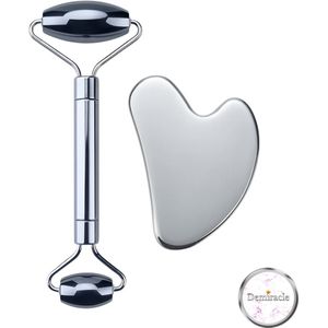 Demiracle RVS Gua Sha & Face roller – Metaal – Onbreekbaar – Schraper - Massagehulpmiddel – Gezichtsmassage – Massage – Jade Roller - Face Roller – Ontspanning