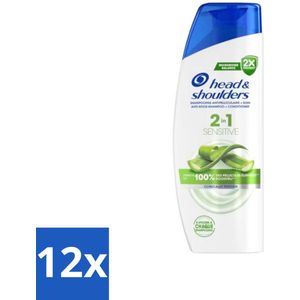 12 x Head & Shoulders - 2in1 Sensitive - Anti-Roos Shampoo & Conditioner - Aloë Vera - 270ml - Haarverzorging - Shampoo - Conditioner - Gevoelige Hoofdhuid - Roos