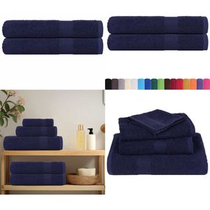 vidaXL Saunahanddoeken 2 st 80x200 cm 360 g/m² 100% katoen marineblauw - Sauna Handdoek - Sauna Handdoeken - Handdoek - Handdoek Met Ophanglus