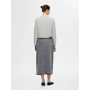 Selected Femme Krista Gerda HW Max Skirt Light Grey Denim