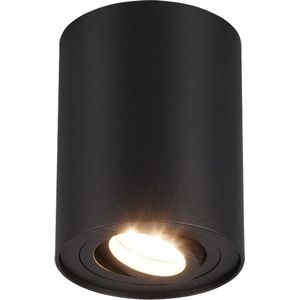 LED Plafondlamp - Plafondverlichting - Trion Cosmin - GU10 Fitting - 1-lichts - Rond - Mat Zwart - Aluminium