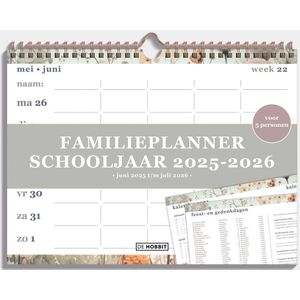 Spiraal Familieplanner 2025-2026 - Veldbloemenprint - Praktische Indeling - Koperen Spiraal