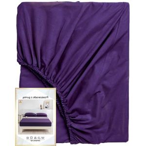 Zacht Katoenen Satin Hoeslaken met Elastiek 90x200cm - Paars
