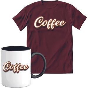T-Shirtknaller T-Shirt met Koffiemok | Coffee - Koffie Kleding | Heren / Dames Shirt met Mok Cadeau | Kleur rood | Maat M