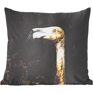 Sierkussens - Kussentjes Woonkamer - 50x50 cm - Flamingo - Vogel - Bladeren - Goud