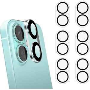 Pack of 6 Camera Lens Protector voor iPhone 16/iPhone 16 Plus - Phone Case Friendly - Tempered Glass Camera Screen Protector Accessoires - HD Clear - Krasbestendige Camera Lens Bescherming