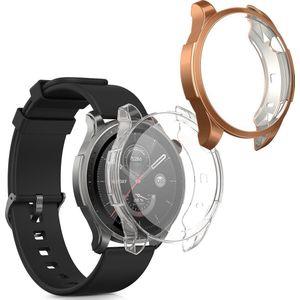 kwmobile 2x smartwatch hoes geschikt voor Huami Amazfit GTR 4 hoesje - Siliconen sporthorloge cover - Activity tracker case in roségoud / transparant