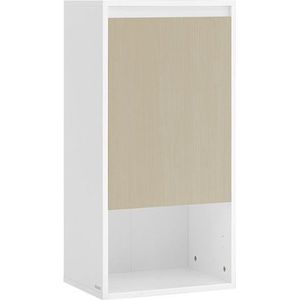 Badkamerkast - hangende badkamerkast met deur en verstelbare openingsrichting - verstelbare plank - bewolkt wit/natuurbeige - 30 x 40 x 80 cm