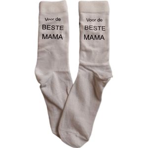 Sokken - Unisex - Voor De Beste Mama tekst - Maat 36 t/m 41 - Kleur Wit/Zwart - Cadeau - Kerst