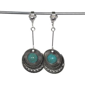 Oorclips - Bohemian - Rond - Steel - Turquoise - hangoorbellen - MNQ bijoux