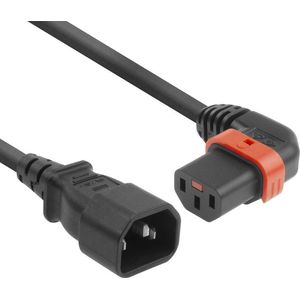 C13 (haaks/rechts met IEC Lock) - C14 stroomkabel voor UPS/PDU - 3x 1.00mm / zwart - 1 meter