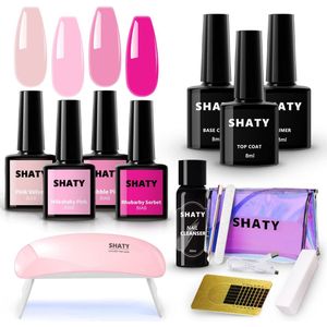 SHATY - BIAB Starter Pakket - Roze - Builder Gel & Gelnagellak Set - Inclusief 36W UV/LED Nagellamp