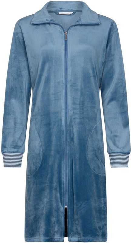 Pastunette - Blue Mirage - Badjas - Blauw - Velours - Rits