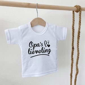Kinder - shirt - t-shirt - Opa's lieveling - maat: 104 - kleur: wit - 1 stuks - opa - opa cadeau - kinderkleding - kinderkleding jongens - kinderkleding meisjes - baby kleding
