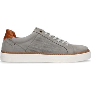 No Stress - Heren - Taupe nubuck sneakers met witte zool - Maat 45