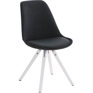 Bezoekersstoel - Comfortabel - Stof - Hout - Zwart - Wit Frame