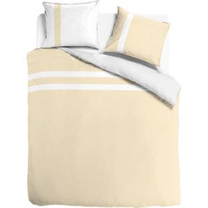 Egyptisch Katoen stripe - geel/wit - Maat: 2-persoons (200 x 200/220 cm + 2 kussenslopen) (Dreamers Den)