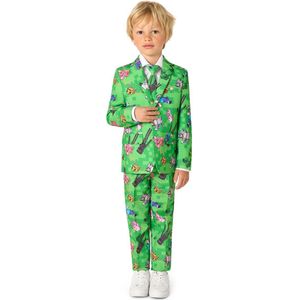 OppoSuits Minecraft Jongens Pak - Kids Kostuum - Blazer, broek en stropdas - Verkleedkleding - Groen - Game Outfit - Maat EU98/104