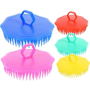 5 stuks hoofdmassageborstel - siliconen shampooborstel - badborstel voor douche - haarborstel en lichaamscrub (willekeurig)