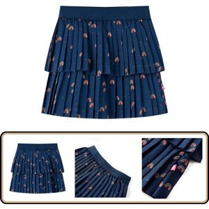 Kinderrokje - Marineblauw - Maat 128 - Regenboogprint Kinderrokje - Kinderrokjes - Kinderkleding - Kinderkled