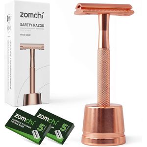 Dubbelzijdig Veiligheidsscheermes voor Dames en Heren met Scheerstandaard en 10 Vervangende Messen