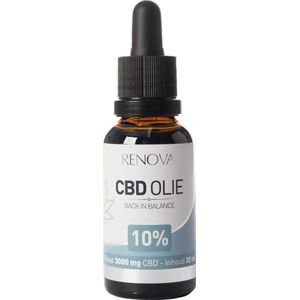Renova CBD olie 10% 30ml - 3000mg CBD - 225 druppels - cannabidiol - cbd oil - wietolie - hennepolie - cannabis olie - 0,0% THC olie