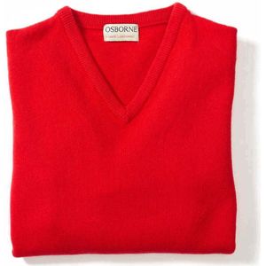 Osborne Knitwear Trui met V hals - Dames - Lamswol - Tartan Scarlet - S
