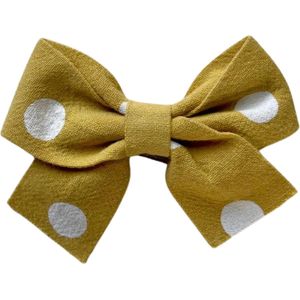 Haarclip - Haarstrik - Haarspeld - Oker Geel - Strik met Stippen - Meisje - Kind - 1 stuk
