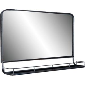 Vtw Living - Industriële Spiegel - Wandspiegel - Wandrek - Zwart - 60 cm