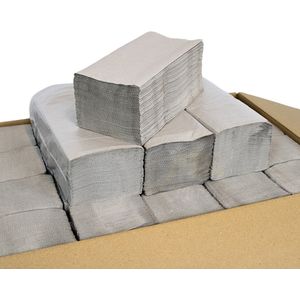 KURTT Papieren handdoekjes 1-laags, 5000 vellen (tissue) grijs 25 x 23 cm, Z vouw papieren handdoekjes, handdoekjes papier