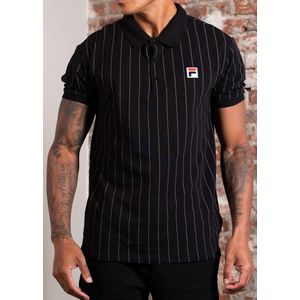 Fila Linter striped polo shirt - black iron gate striped