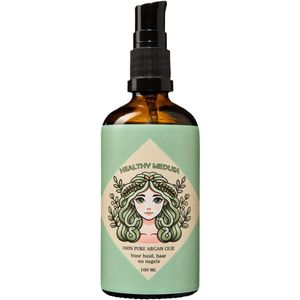 Healthy Medusa Pure Argan Olie (100 ml + Pomp) | Koudgeperste Natuurlijke Olie voor Haar, Huid & Nagels | Vegan & Rijk aan Vitamine E