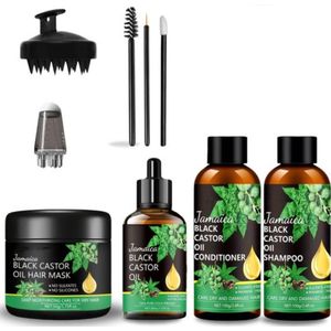 Castor Olie PRO - Complete set 8-delig - 100% Koudgeperst - Castor Oil / Shampoo / Conditioner / Masker / Capsules + Applicator en Scalp Massager - Haargroei - Anti Pluis - Haaruitval