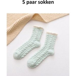 Sorprese 5 paar fuzzy sokken dames â€“ groen â€“ huissokken â€“ huissokken dames â€“ maat 35-40 - Moederdag - Cadeau