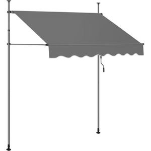 Zonnescherm – Zonneluifel - Klemluifel - Verstelbaar - Klem-zonwering - Zonnescherm Balkon - Zonder Boren - Handmatig - Grijs/Antraciet - B 250 cm x L180 cm x H 200/300 cm