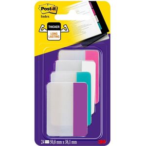 Index Noten Post-it Stijf plat Wit, roze, blauw, violet 24 eenheden van 6 strips