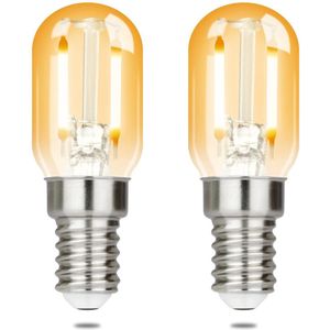 NETTLIFE T22 LED - LED Lampen - E14 Lichtborn - Amber - Ø 2.2 cm - Filament lamp - 2700K Warm Wit Licht - 2W - Vintage Gloeilamp - 2 Stuks