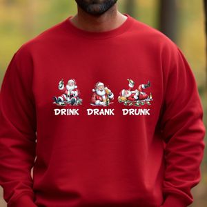 Kersttrui Rood- Maat S - Uniseks- foute kersttrui- drink drank drunk. Kerst outfit