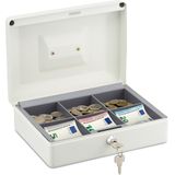 Relaxdays geldkistje met slot - geldkluisje - metaal - briefjes & munten - 2 sleutels - wit