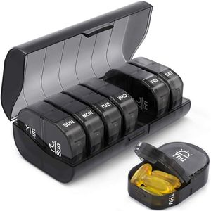 Draagbare opbergdoos 7 dagen ochtend en nacht, draagbare opbergdoos 7 dagen 2 stuks, handtas of zak, vochtbestendig, voor opslag