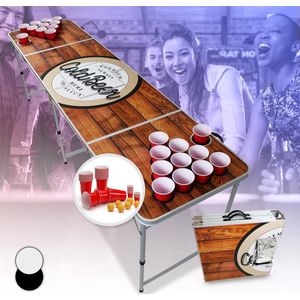 Backspin Beer Pong tafelset hout ijsvak 6 ballen 50 bekers 50 shots